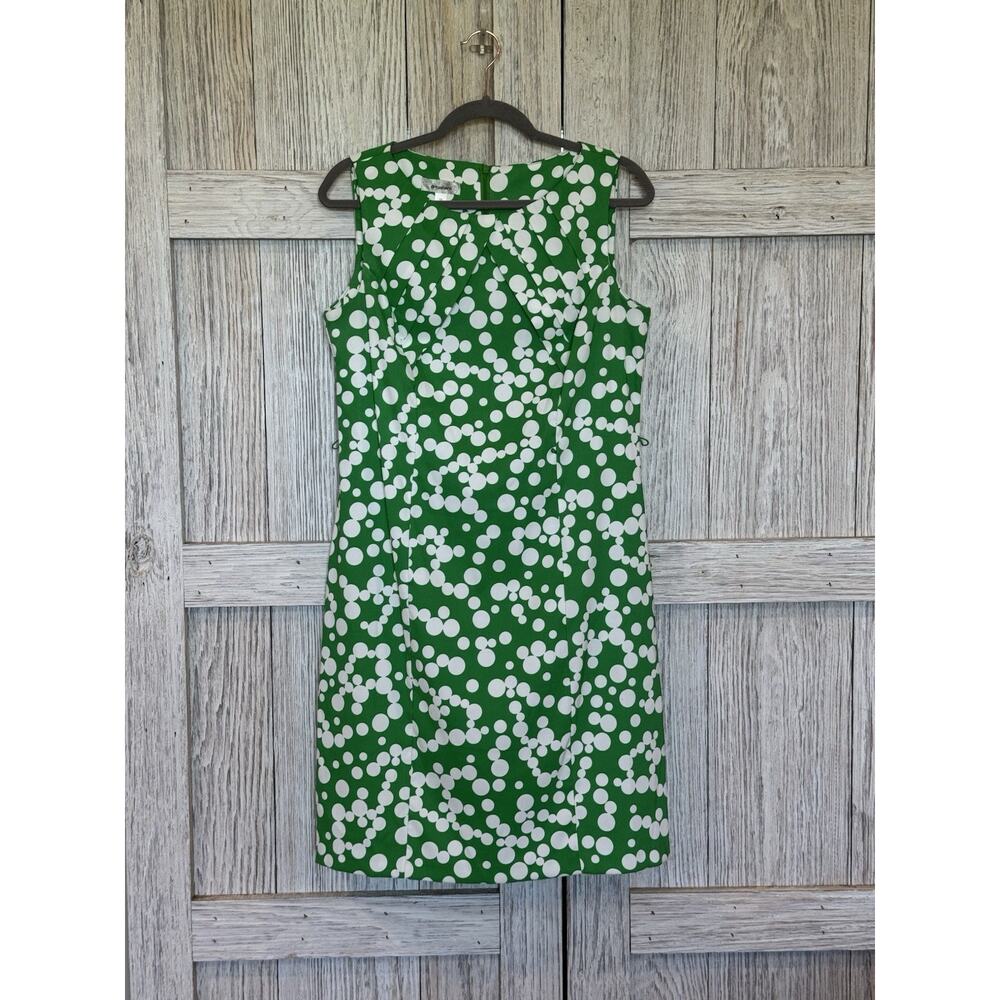 Dress Barn Retro Style Dress Green White Polka Dots Darby Size 12 No Belt